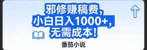 番茄小说赚稿费邪修玩法无需成本，日入1000+，超级简单！-川川创富网