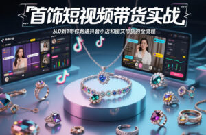 首饰短视频带货实战，从0到1带你跑通抖音小店和图文带货的全流程-川川创富网