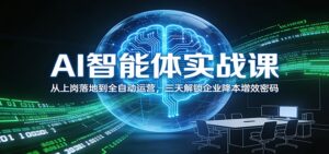AI智能体实战课：从上岗落地到全自动运营，三天解锁企业降本增效密码-川川创富网