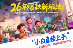 26年爆款新玩法,儿童科普AI视频,全流程实操,轻松做爆款内容,小白直接上手,附详细玩法教程-川川创富网