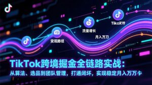 TikTok跨境掘金全链路实战:从算法、选品到团队管理,打通闭环,实现稳定月入万刀-川川创富网