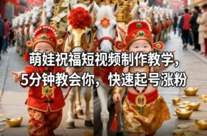 萌娃祝福短视频制作教学,5分钟教会你,快速起号涨粉-川川创富网
