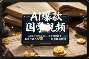 AI爆款国学视频，独家起号方法，小白直接上手，当天可见收益，单号日收入5张+附保姆级教程-川川创富网