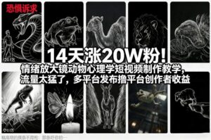 14天涨20W粉！情绪放大镜动物心理学短视频制作教学，流量太猛了，多平台发布撸平台创作者收益-川川创富网