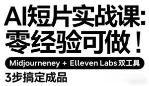 AI短片实战课：零经验可做，Midjourney+ElevenLabs双工具，3步搞定成品-川川创富网