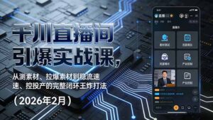 千川直播间引爆实战课，从测素材、拉爆素材到稳流速、控投产的完整闭环王炸打法(2026年2月-川川创富网