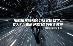 炫酷机车短视频剪辑实操教学，专为机车爱好者打造的干货教程，零基础也能轻松上手-川川创富网