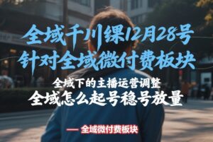 全域千川线下课12月28号,针对全域微付费板块,全域下的主播运营调整,全域怎么起号稳号放量-川川创富网