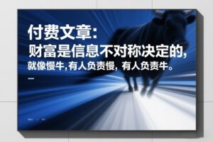 付费文章:财富是信息不对称决定的,就像慢牛,有人负责慢,有人负责牛-川川创富网