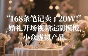 168条笔记卖了20W！婚礼开场视频定制模板，小众虚拟产品-川川创富网