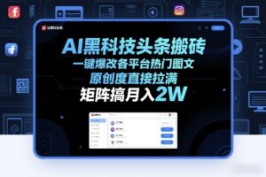 AI黑科技头条搬砖，一键爆改各平台热门图文，原创度直接拉满，矩阵搞月入2W+【揭秘】-川川创富网