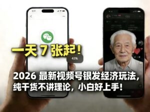 2026最新视频号银发经济玩法，轻松每天7张起，小白也可做-川川创富网