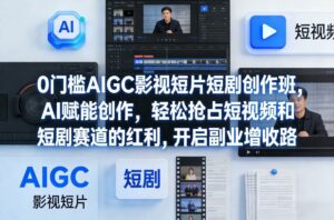 0门槛AIGC影视短片短剧创作班,AI赋能创作,轻松抢占短视频和短剧赛道的红利,开启副业增收路-川川创富网