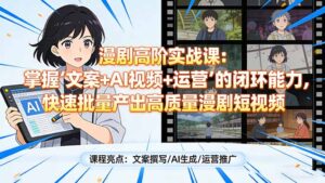 漫剧高阶实战课：掌握“文案+AI视频+运营”的闭环能力，快速批量产出高质量漫剧短视频-川川创富网