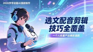 2026字字动画AI漫剧制作-1期，选文配音剪辑技巧全覆盖，一个人就能批量产出爆款漫剧-川川创富网