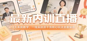 最新内训直播,4天系统教学,一线实战派干货核心玩法全套复盘-川川创富网