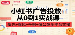 小红书广告投放从0到1实战课:聚光+乘风+千帆+蒲公英全平台实操-川川创富网
