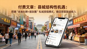 付费文章:县城结构性机遇:搭建“本地社群+朋友圈”私域变现模式,稳定获取副业收入-川川创富网