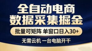 独家电商数据全自动采集项目，批量可矩阵，单窗口轻松日入3张+【揭秘】-川川创富网