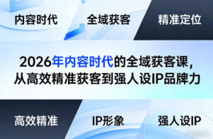 2026年内容时代的全域获客课，从高效精准获客到强人设IP品牌力-川川创富网