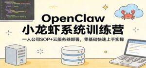 OpenClaw小龙虾系统训练营：一人公司SOP，云服务器部署，零基础快速上手实操-川川创富网