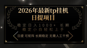 2026年最新tp挂机日提项目：稳定日入1000+小白轻松上手-川川创富网