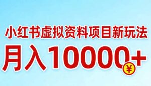 小红书虚拟资料项目最新玩法，月入10000＋-川川创富网