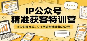 IP公众号精准获客特训营：5大变现方式，0-1学会搭建赚钱公众号-川川创富网