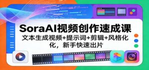 SoraAI视频创作速成课：文本生成视频+提示词+剪辑+风格化，新手快速出片-川川创富网