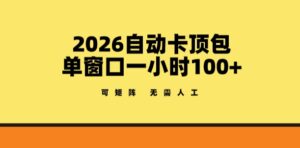 2026自动卡顶包玩法，单窗口一小时100+，可矩阵操作，无需人工【揭秘】-川川创富网