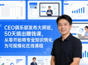 CEO俱乐部发布大师班，50天搞出賺钱课，从零开始将专业知识转化为可规模化在线课程-川川创富网