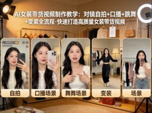 AI女装带货视频制作教学，对镜自拍、口播、跳舞、变装全流程，快速打造高质量女装带货视频-川川创富网