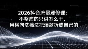 2026抖音流量邪修课:不整虚的只讲怎么干,用横向洗稿法把爆款拆成自己的-川川创富网