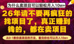 为什么真正賺到钱的都在卖项目，从0-1教你卖项目的方法，看完你也可以月入10w+【揭秘】-川川创富网