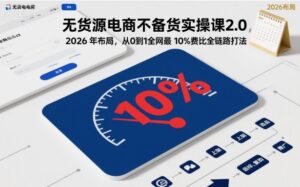 无货源电商不备货实操课2.0，2026年布局，从0到1全网最低10%费比全链路打法【更新26年3月】-川川创富网