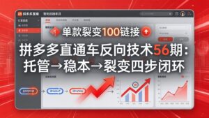 拼多多直通车反向技术56期:托管→稳本→裂变四步闭环,单款裂变100链接抢占核心流量-川川创富网