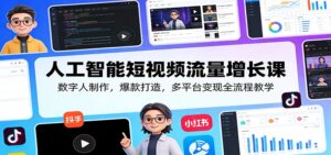 人工智能短视频流量增长课：数字人制作，爆款打造，多平台变现全流程教学-川川创富网