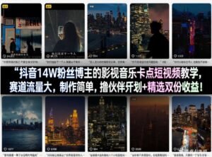 抖音14W粉丝博主的影视音乐卡点短视频教学,赛道流量大,制作简单,撸伙伴计划+精选双份收益!-川川创富网