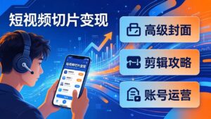 短视频切片变现速成班2.0：高级封面+剪辑攻略+账号运营，0基础小白快速入局副业-川川创富网
