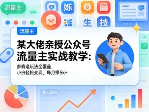 某大佬亲授公众号流量主实战教学：多赛道玩法全覆盖，小白轻松变现，每月多挣5k+-川川创富网