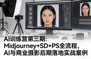 AI训练营第三期：Midjourney+SD+PS全流程，AI与商业摄影后期落地实战案例-川川创富网
