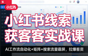 小红书线索获客实战课，AI工作流自动化+矩阵+搜索流量霸屏，拉爆客资-川川创富网