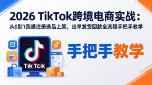 2026TikTok跨境电商实战:从0到1跑通注册选品上架,出单发货回款全流程手把手教学-川川创富网