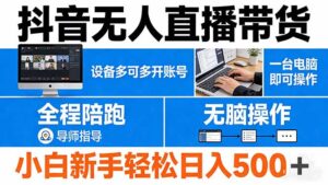 抖音无人直播带货 一台电脑即可操作 可多开账号 无脑操作 全程陪跑 新手小白轻松 日入500+-川川创富网