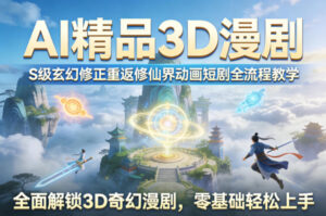 AI精品3D漫剧S级玄幻修正重返修仙界动画短剧全流程教学,全面解锁3D奇幻漫剧,零基础轻松上手-川川创富网