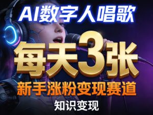 AI数字人唱歌，新手涨粉变现赛道，每天3张和知识付费，副业必备-川川创富网