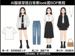 AI服装穿搭白背景look图SOP教程,不用会画画,提几句具体要求,AI就能还你一个奇迹-川川创富网