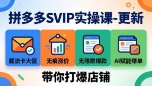 拼多多SVIP实操课-26年4月,截流卡大促+无痕涨价+无限群爆款+AI赋能爆单新玩法,带你打爆店铺-川川创富网