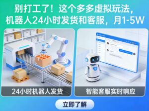 别打工了!这个多多虚拟玩法,机器人24小时发货和客服,月1-5W【揭秘】-川川创富网