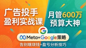 广告投手盈利实战课:月管600万预算大神,带你告别瞎烧钱,Meta+Google策略+盈亏分析-川川创富网
